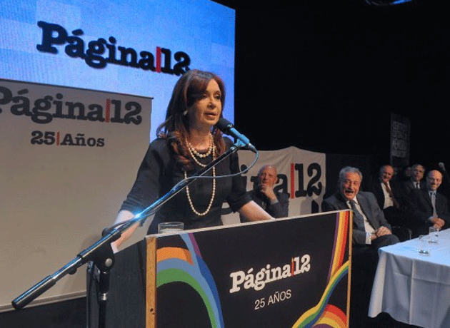 Cristina Fernández de Kirchner en el 25° aniversario de Página/12 el 30 de mayo de 2012