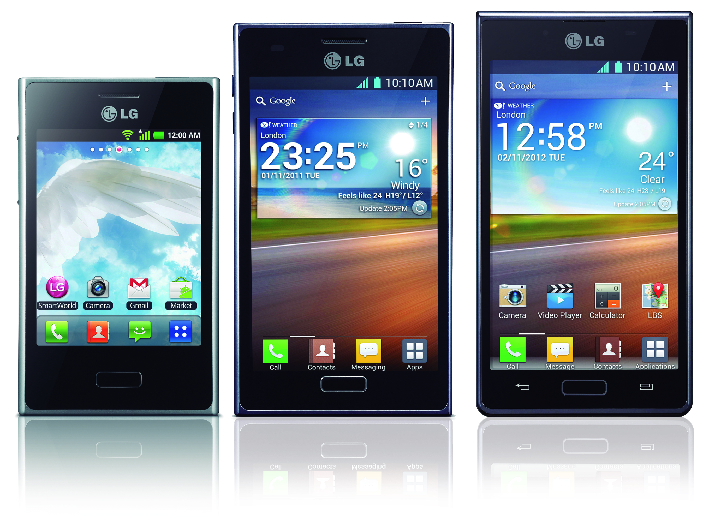 Teléfonos móviles Optimus L Series de LG.