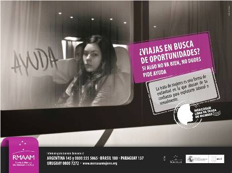 Afiche de la campaña “Mercosur libre de trata de mujeres”