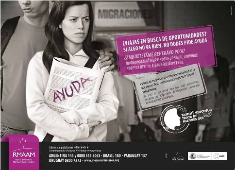 Afiche de la campaña “Mercosur libre de trata de mujeres”