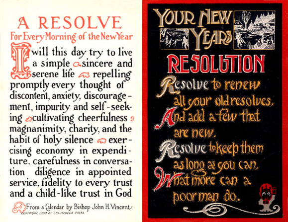 Tarjeta postal con resoluciones de Año Nuevo. Fuente: Wikipedia.