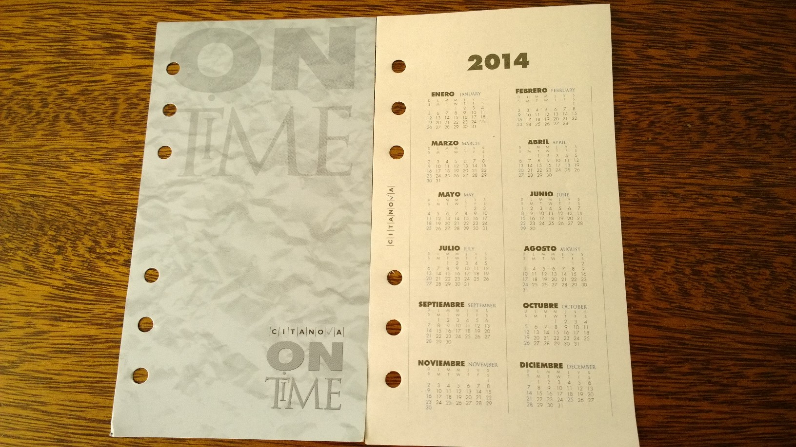 Agenda 2014 modelo On Time. Utilizo este modelo desde hace una década y media para registrar acontecimientos personales importantes.