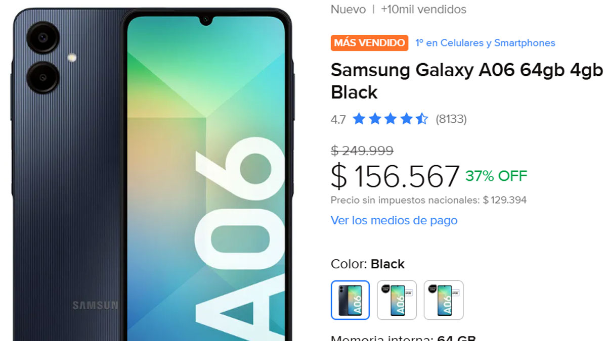 Samsung Galaxy A06: El celular más vendido en Mercado Libre