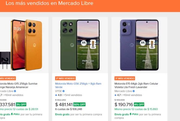 Motorola celulares más vendidos en mayo de 2026 en Mercado Libre