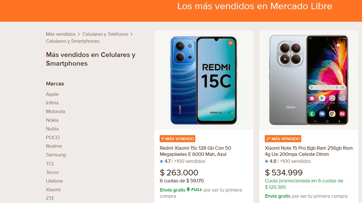 El Redmi 15C domina las ventas de Xiaomi en Mercado Libre por precio y batería