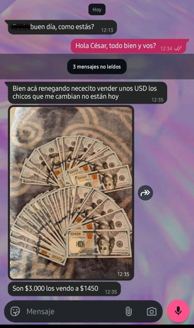 Estafa vía WhatsApp