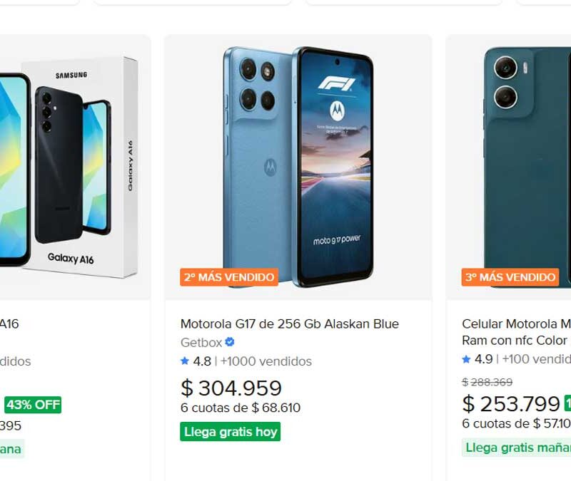 Celulares más vendidos en Mercado Libre en septiembre de 2026