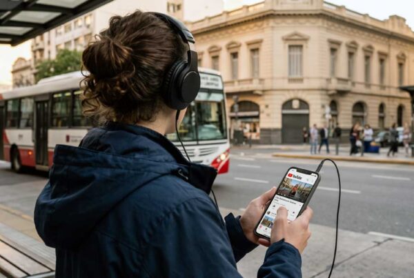 Mujer con celular con jack